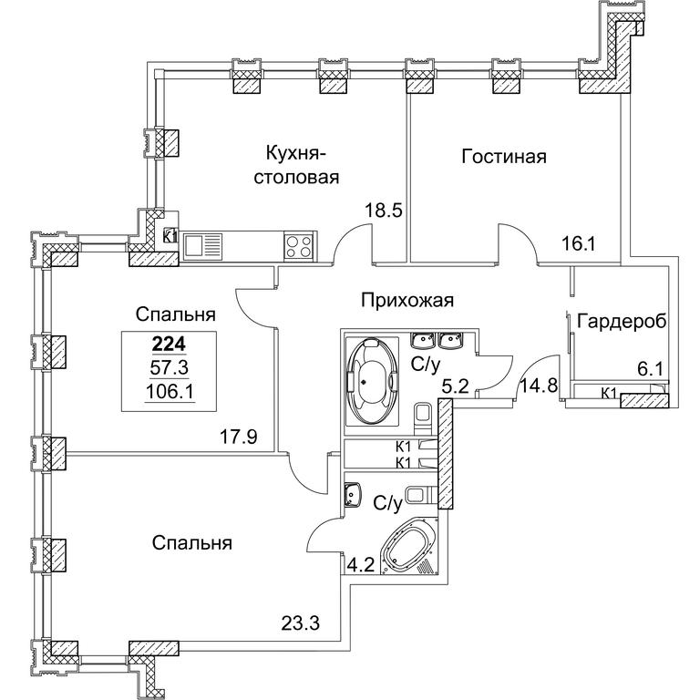 3-BD Apartment Sale, 106.1 sq. m. at Full House, Pokryshkina Street, 4, Moscow, Russia #2 3-BD Apartment Sale, 106.1 sq. m. at Full House, Pokryshkina Street, 4, Moscow, Russia #2