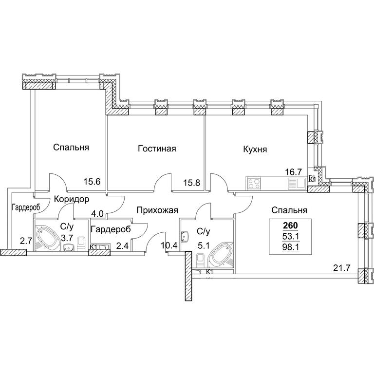 3-BD Apartment Sale, 98.4 sq. m. at Full House, Pokryshkina Street, 4, Moscow, Russia #2 3-BD Apartment Sale, 98.4 sq. m. at Full House, Pokryshkina Street, 4, Moscow, Russia #2