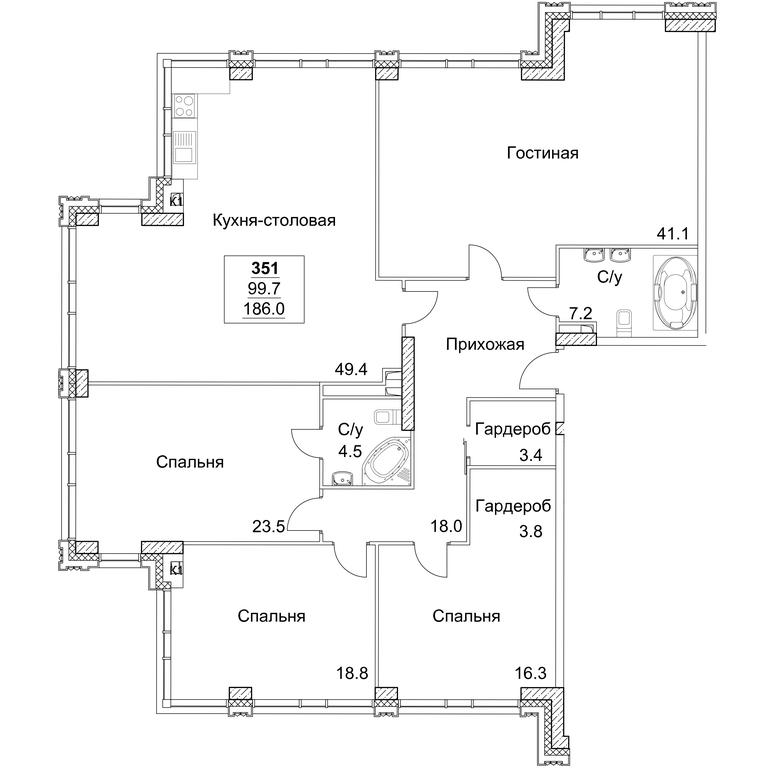 4-BD Apartment Sale, 186.5平方米 at Full House, Pokryshkina Street, 4, Moscow, Russia #2 4-BD Apartment Sale, 186.5平方米 at Full House, Pokryshkina Street, 4, Moscow, Russia #2