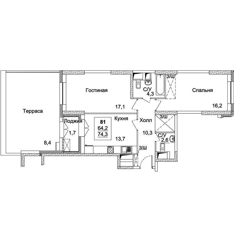 2-BD Apartment Sale, 74.3平方米 at Dinastiya, Khoroshyovskoye Highway, Moscow, Russia #1 2-BD Apartment Sale, 74.3平方米 at Dinastiya, Khoroshyovskoye Highway, Moscow, Russia #1