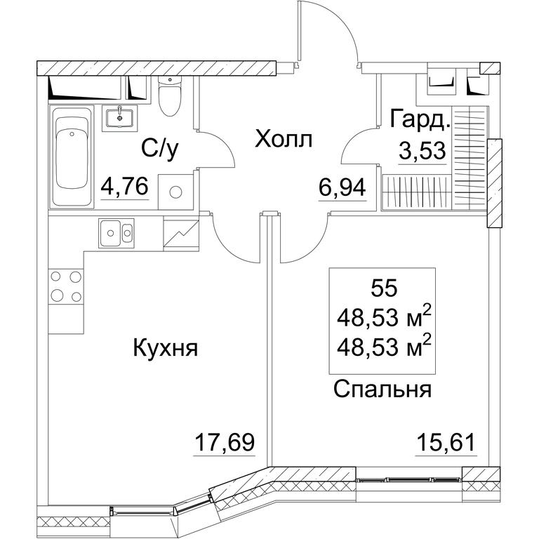 1-BD Apartment Sale, 48.53 sq. m. at SEZAR CITY, 2nd Khoroshyovsky Drive, Moscow, Russia #1 1-BD Apartment Sale, 48.53 sq. m. at SEZAR CITY, 2nd Khoroshyovsky Drive, Moscow, Russia #1