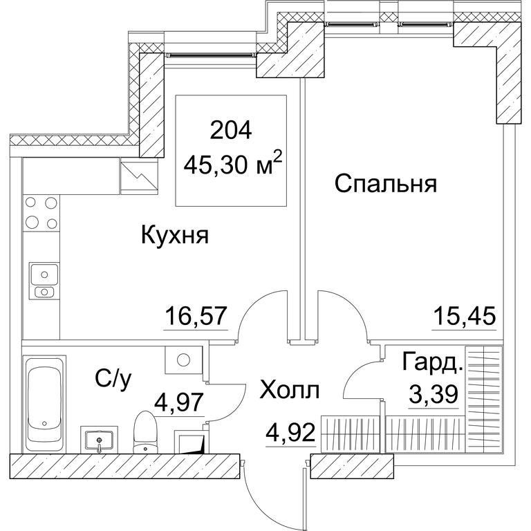 1-BD Apartment Sale, 46.24平方米 at SEZAR CITY, 2nd Khoroshyovsky Drive, Moscow, Russia #1 1-BD Apartment Sale, 46.24平方米 at SEZAR CITY, 2nd Khoroshyovsky Drive, Moscow, Russia #1