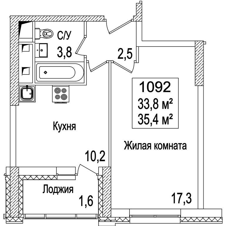 1-BD Apartment Sale, 35.7 sq. m. at Rasskazovo, Andreya Tarkovskogo Boulevard, Vnukovskoye Settlement, Moscow, Russia #1