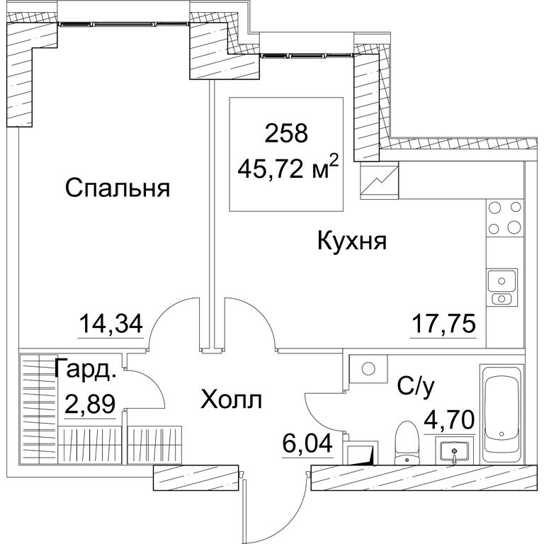 1-BD Apartment Sale, 46.66 sq. m. at SEZAR CITY, 2nd Khoroshyovsky Drive, Moscow, Russia #1 1-BD Apartment Sale, 46.66 sq. m. at SEZAR CITY, 2nd Khoroshyovsky Drive, Moscow, Russia #1