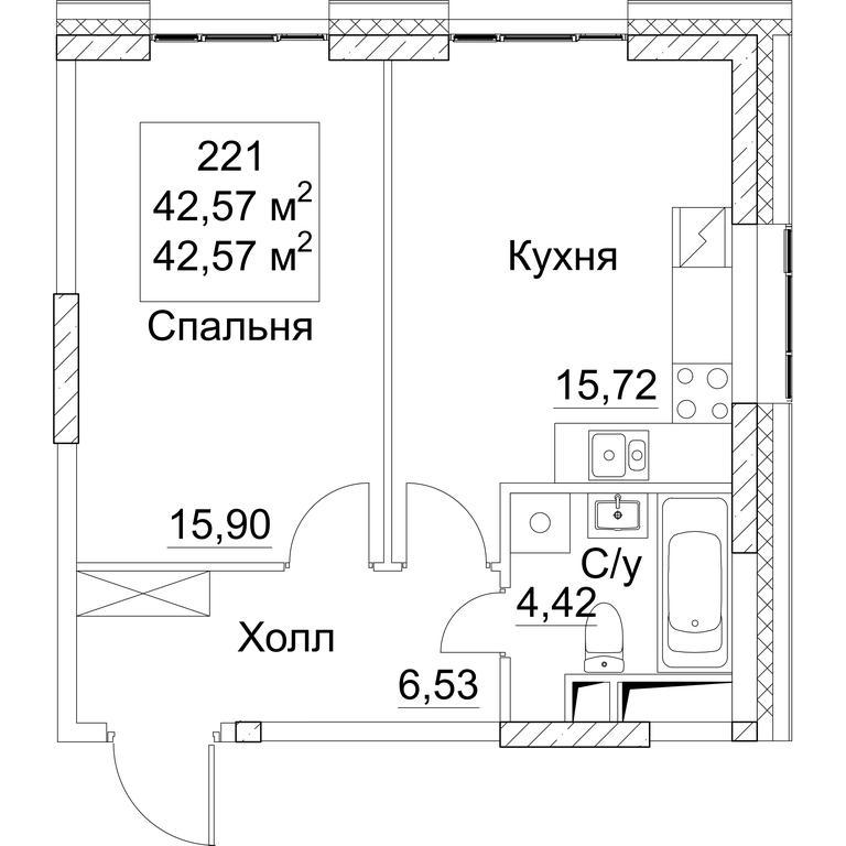 1-BD Apartment Sale, 42.57平方米 at SEZAR CITY, 2nd Khoroshyovsky Drive, Moscow, Russia #1 1-BD Apartment Sale, 42.57平方米 at SEZAR CITY, 2nd Khoroshyovsky Drive, Moscow, Russia #1