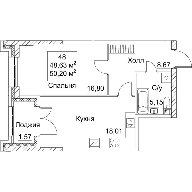 1-BD Apartment Sale, 50.2平方米 at SEZAR CITY, 2nd Khoroshyovsky Drive, Moscow, Russia #1 1-BD Apartment Sale, 50.2平方米 at SEZAR CITY, 2nd Khoroshyovsky Drive, Moscow, Russia #1