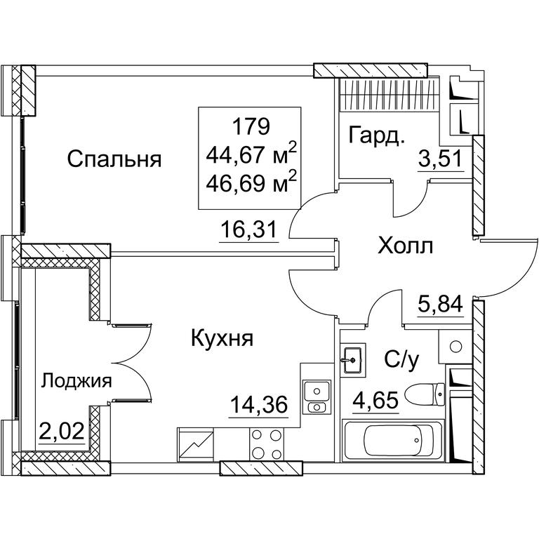 1-BD Apartment Sale, 46.69平方米 at SEZAR CITY, 2nd Khoroshyovsky Drive, Moscow, Russia #1 1-BD Apartment Sale, 46.69平方米 at SEZAR CITY, 2nd Khoroshyovsky Drive, Moscow, Russia #1