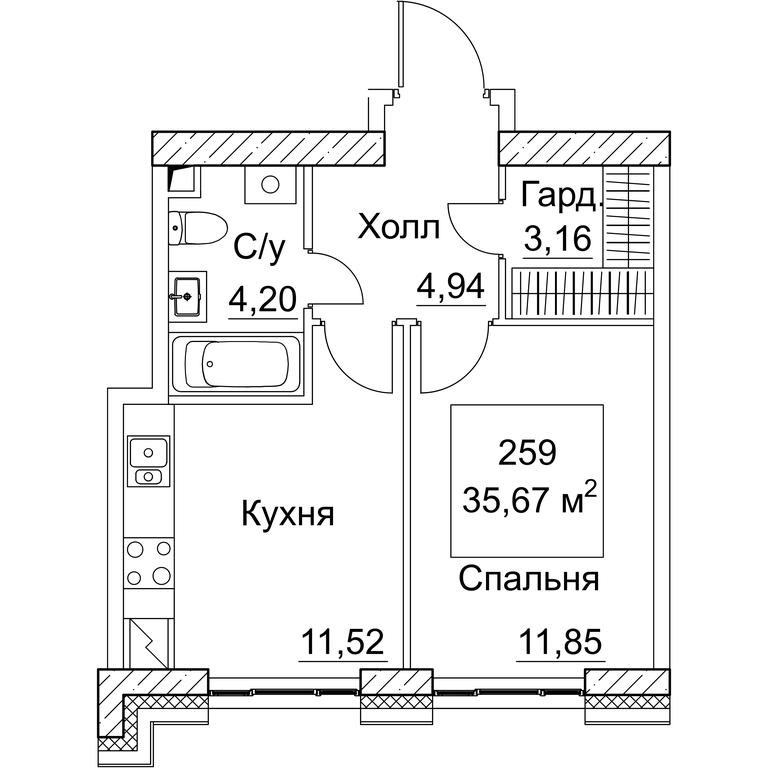1-BD Apartment Sale, 35.67 sq. m. at SEZAR CITY, 2nd Khoroshyovsky Drive, Moscow, Russia #1 1-BD Apartment Sale, 35.67 sq. m. at SEZAR CITY, 2nd Khoroshyovsky Drive, Moscow, Russia #1