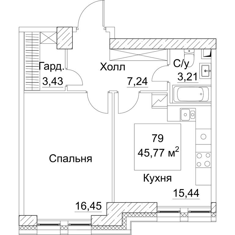 1-BD Apartment Sale, 46.71平方米 at SEZAR CITY, 2nd Khoroshyovsky Drive, Moscow, Russia #1 1-BD Apartment Sale, 46.71平方米 at SEZAR CITY, 2nd Khoroshyovsky Drive, Moscow, Russia #1
