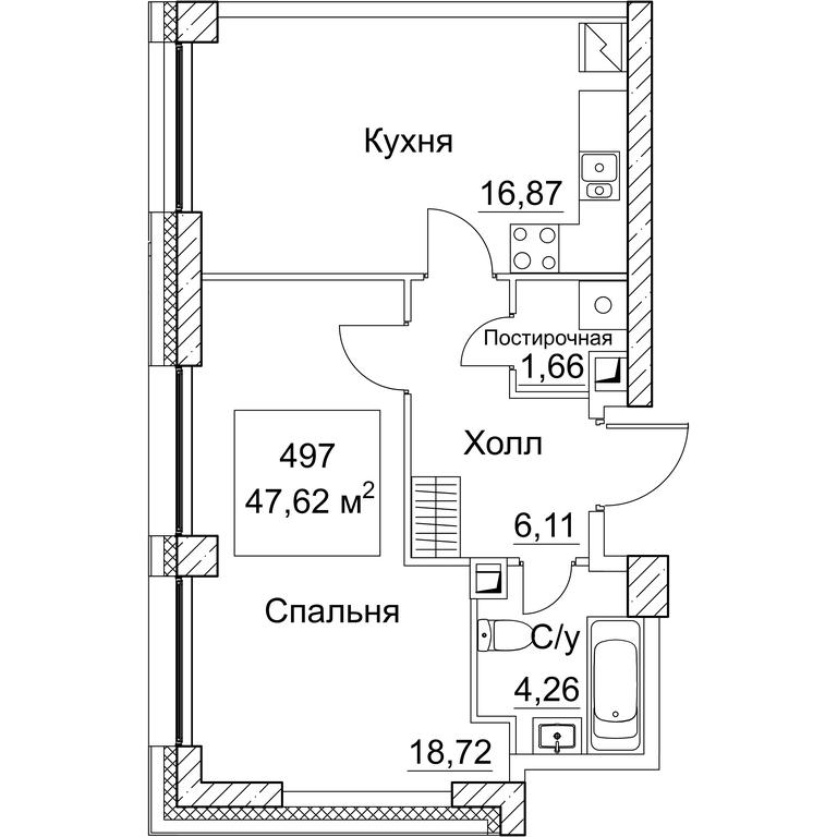 1-BD Apartment Sale, 48.68 sq. m. at SEZAR CITY, 2nd Khoroshyovsky Drive, Moscow, Russia #1 1-BD Apartment Sale, 48.68 sq. m. at SEZAR CITY, 2nd Khoroshyovsky Drive, Moscow, Russia #1