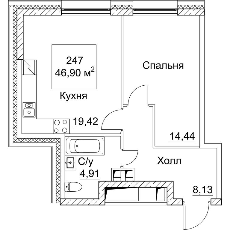 1-BD Apartment Sale, 46.9 sq. m. at SEZAR CITY, 2nd Khoroshyovsky Drive, Moscow, Russia #1 1-BD Apartment Sale, 46.9 sq. m. at SEZAR CITY, 2nd Khoroshyovsky Drive, Moscow, Russia #1