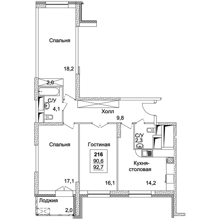 3-BD Apartment Sale, 92.7 sq. m. at Dinastiya, Khoroshyovskoye Highway, Moscow, Russia #2 3-BD Apartment Sale, 92.7 sq. m. at Dinastiya, Khoroshyovskoye Highway, Moscow, Russia #2