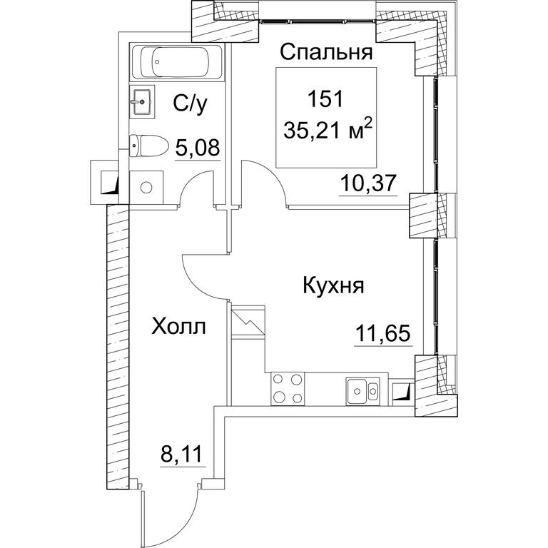 1-BD Apartment Sale, 36.15平方米 at SEZAR CITY, 2nd Khoroshyovsky Drive, Moscow, Russia #1