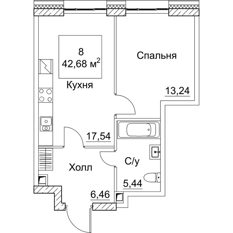 1-BD Apartment Sale, 42.68 sq. m. at SEZAR CITY, 2nd Khoroshyovsky Drive, Moscow, Russia #1 1-BD Apartment Sale, 42.68 sq. m. at SEZAR CITY, 2nd Khoroshyovsky Drive, Moscow, Russia #1