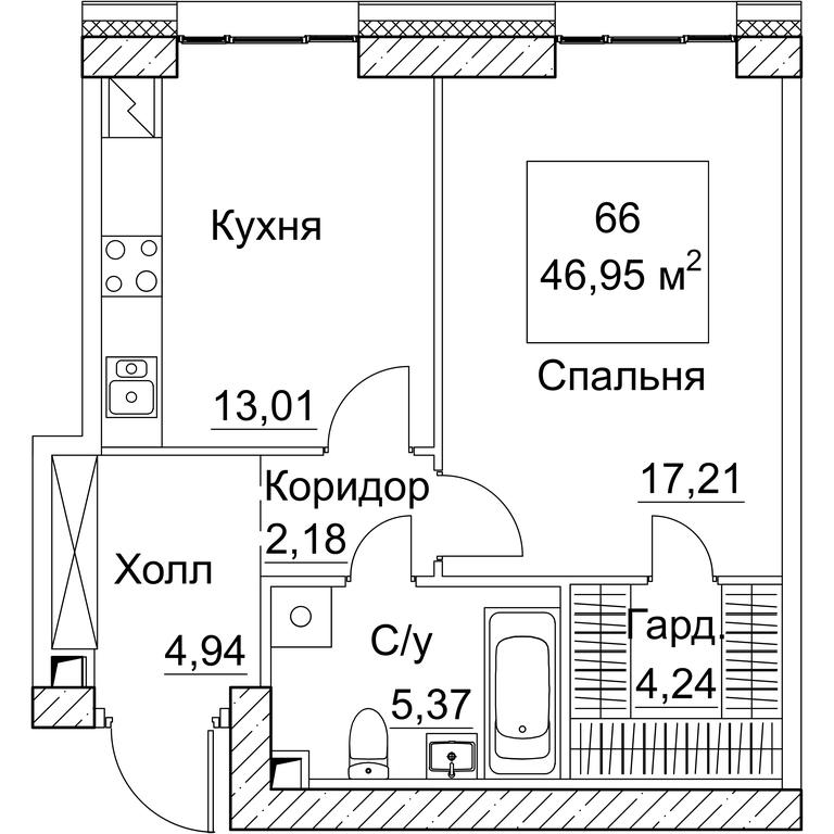 1-BD Apartment Sale, 46.95 sq. m. at SEZAR CITY, 2nd Khoroshyovsky Drive, Moscow, Russia #1 1-BD Apartment Sale, 46.95 sq. m. at SEZAR CITY, 2nd Khoroshyovsky Drive, Moscow, Russia #1
