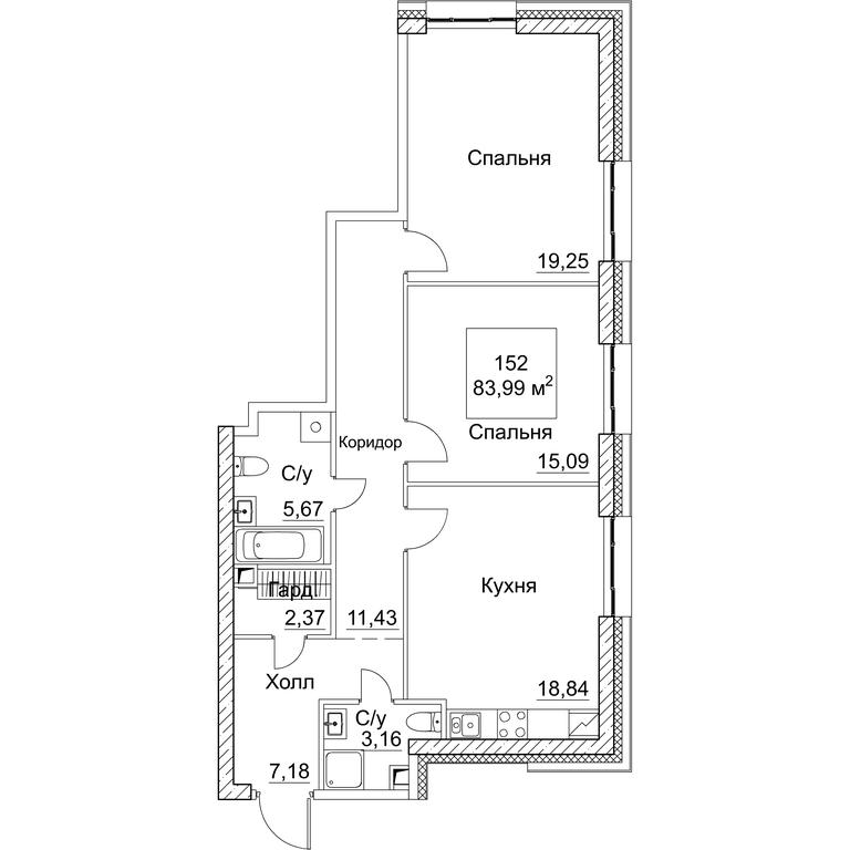 Продажа 2-комн. квартиры, 82,99 м² в ЖК «SEZAR CITY», 2-й Хорошёвский проезд, Москва, Россия #1 Продажа 2-комн. квартиры, 82,99 м² в ЖК «SEZAR CITY», 2-й Хорошёвский проезд, Москва, Россия #1