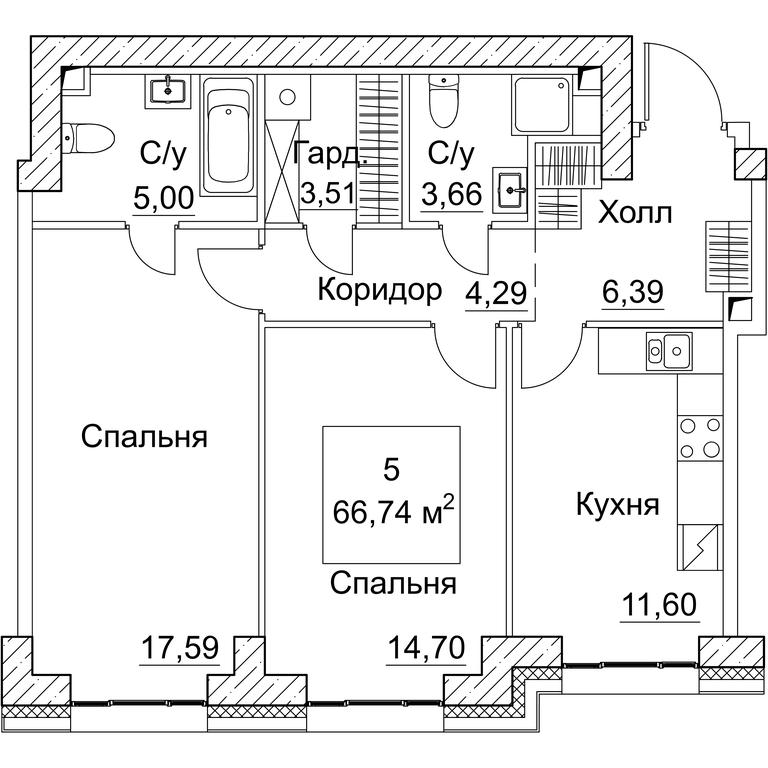 2-BD Apartment Sale, 66.74 sq. m. at SEZAR CITY, 2nd Khoroshyovsky Drive, Moscow, Russia #1 2-BD Apartment Sale, 66.74 sq. m. at SEZAR CITY, 2nd Khoroshyovsky Drive, Moscow, Russia #1