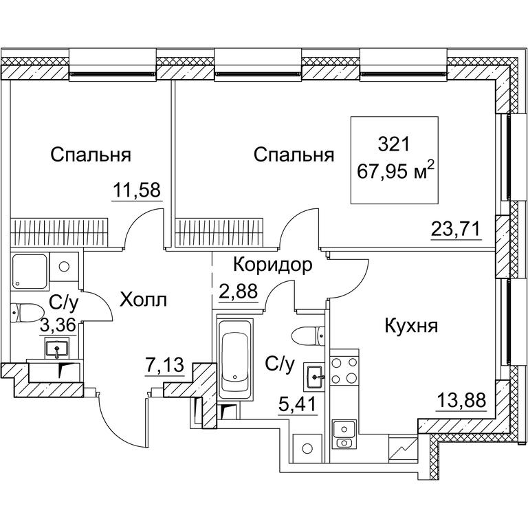 Продажа 2-комн. квартиры, 67,95 м² в ЖК «SEZAR CITY», 2-й Хорошёвский проезд, Москва, Россия #1 Продажа 2-комн. квартиры, 67,95 м² в ЖК «SEZAR CITY», 2-й Хорошёвский проезд, Москва, Россия #1