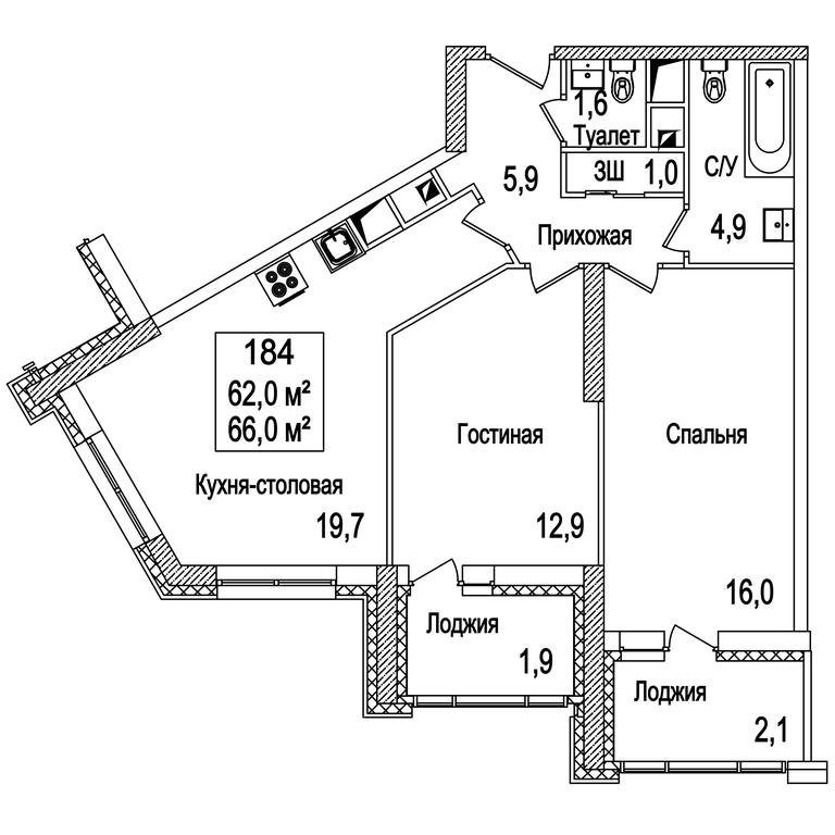 2-BD Apartment Sale, 66.3 sq. m. at Rasskazovo, Andreya Tarkovskogo Boulevard, Vnukovskoye Settlement, Moscow, Russia #1