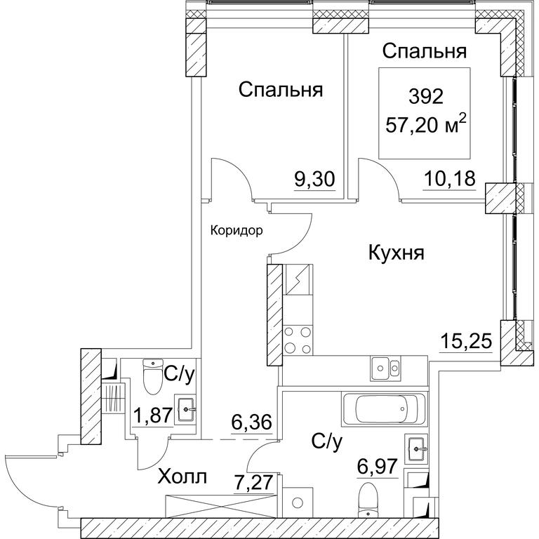 Продажа 2-комн. квартиры, 58,61 м² в ЖК «SEZAR CITY», 2-й Хорошёвский проезд, Москва, Россия #1 Продажа 2-комн. квартиры, 58,61 м² в ЖК «SEZAR CITY», 2-й Хорошёвский проезд, Москва, Россия #1