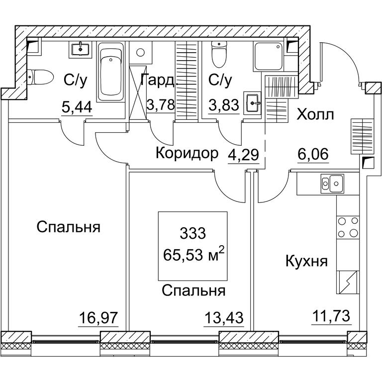 2-BD Apartment Sale, 65.53 sq. m. at SEZAR CITY, 2nd Khoroshyovsky Drive, Moscow, Russia #1 2-BD Apartment Sale, 65.53 sq. m. at SEZAR CITY, 2nd Khoroshyovsky Drive, Moscow, Russia #1