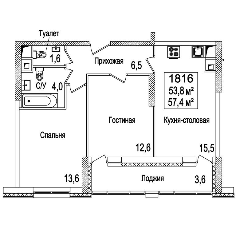 2-BD Apartment Sale, 57.9 sq. m. at Rasskazovo, Andreya Tarkovskogo Boulevard, Vnukovskoye Settlement, Moscow, Russia #1