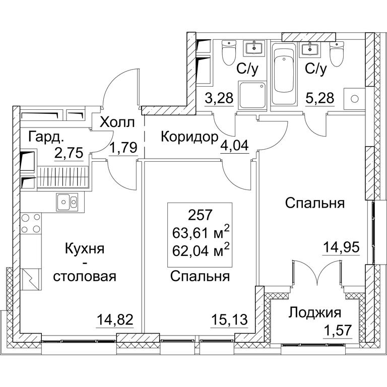 2-BD Apartment Sale, 63.61 sq. m. at SEZAR CITY, 2nd Khoroshyovsky Drive, Moscow, Russia #1 2-BD Apartment Sale, 63.61 sq. m. at SEZAR CITY, 2nd Khoroshyovsky Drive, Moscow, Russia #1