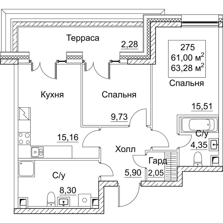 2-BD Apartment Sale, 63.28平方米 at SEZAR CITY, 2nd Khoroshyovsky Drive, Moscow, Russia #1 2-BD Apartment Sale, 63.28平方米 at SEZAR CITY, 2nd Khoroshyovsky Drive, Moscow, Russia #1