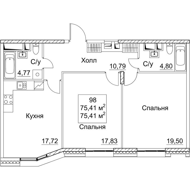 2-BD Apartment Sale, 75.41平方米 at SEZAR CITY, 2nd Khoroshyovsky Drive, Moscow, Russia #1 2-BD Apartment Sale, 75.41平方米 at SEZAR CITY, 2nd Khoroshyovsky Drive, Moscow, Russia #1