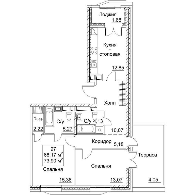 2-BD Apartment Sale, 73.9平方米 at SEZAR CITY, 2nd Khoroshyovsky Drive, Moscow, Russia #1 2-BD Apartment Sale, 73.9平方米 at SEZAR CITY, 2nd Khoroshyovsky Drive, Moscow, Russia #1