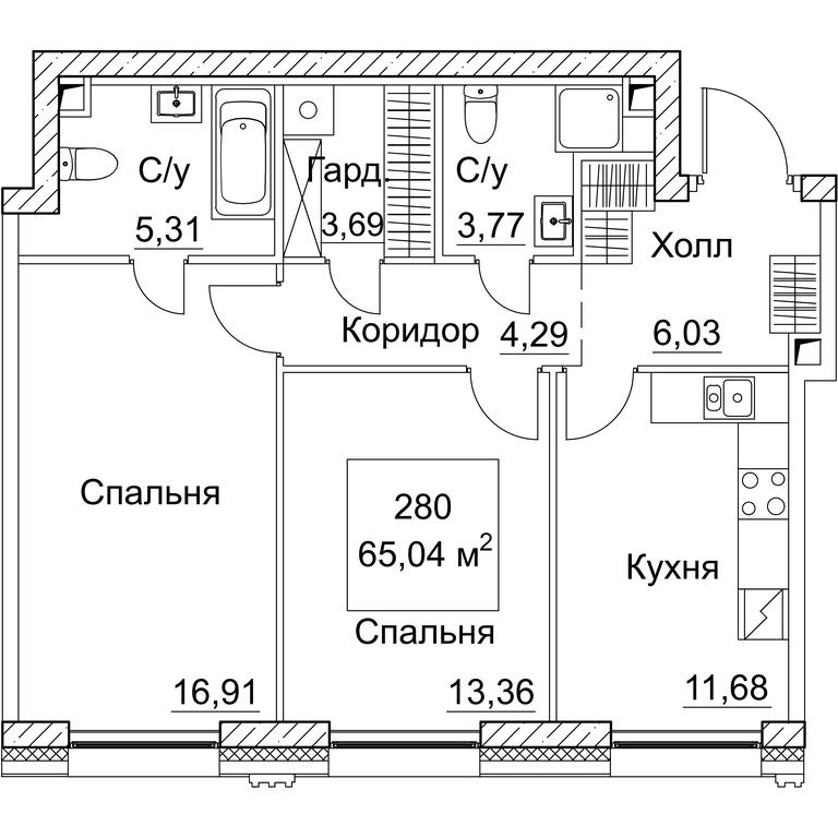 2-BD Apartment Sale, 65.04 sq. m. at SEZAR CITY, 2nd Khoroshyovsky Drive, Moscow, Russia #1 2-BD Apartment Sale, 65.04 sq. m. at SEZAR CITY, 2nd Khoroshyovsky Drive, Moscow, Russia #1