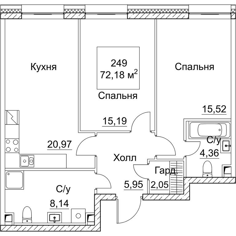 2-BD Apartment Sale, 72.18 sq. m. at SEZAR CITY, 2nd Khoroshyovsky Drive, Moscow, Russia #1 2-BD Apartment Sale, 72.18 sq. m. at SEZAR CITY, 2nd Khoroshyovsky Drive, Moscow, Russia #1