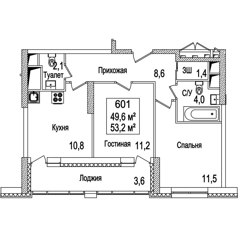 Продажа 2-комн. квартиры, 53,4 м² в ЖК «Рассказово», бульвар Андрея Тарковского, поселение Внуковское, Москва, Россия #1