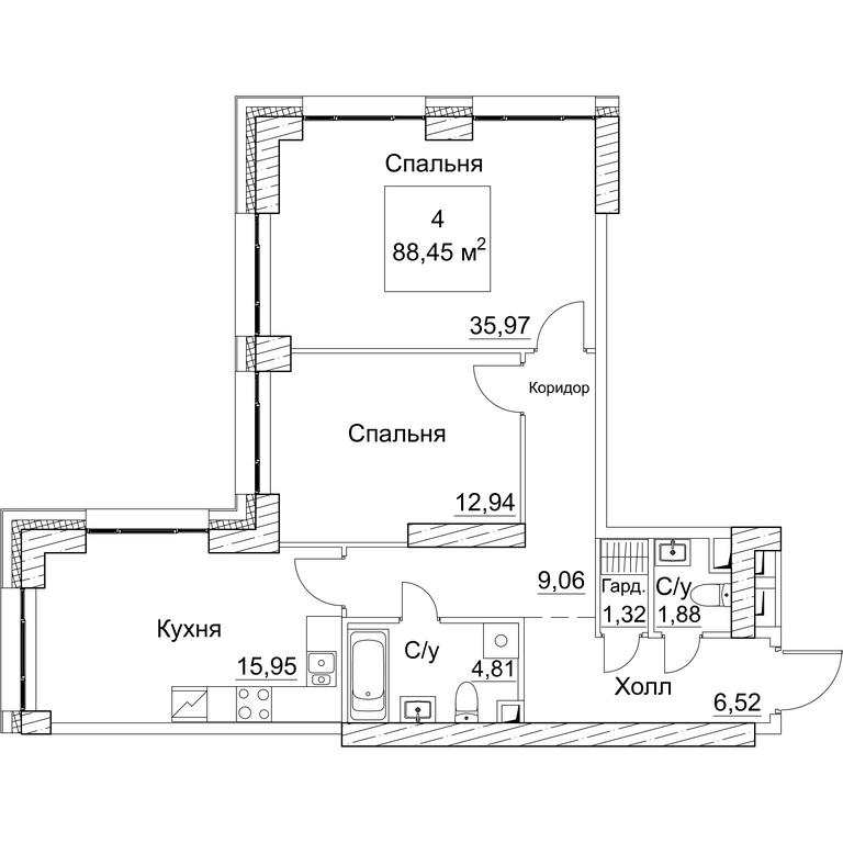 2-BD Apartment Sale, 74.24平方米 at SEZAR CITY, 2nd Khoroshyovsky Drive, Moscow, Russia #1 2-BD Apartment Sale, 74.24平方米 at SEZAR CITY, 2nd Khoroshyovsky Drive, Moscow, Russia #1