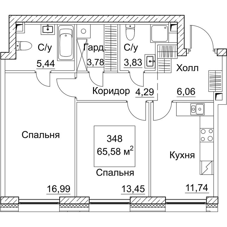 2-BD Apartment Sale, 65.58 sq. m. at SEZAR CITY, 2nd Khoroshyovsky Drive, Moscow, Russia #1 2-BD Apartment Sale, 65.58 sq. m. at SEZAR CITY, 2nd Khoroshyovsky Drive, Moscow, Russia #1