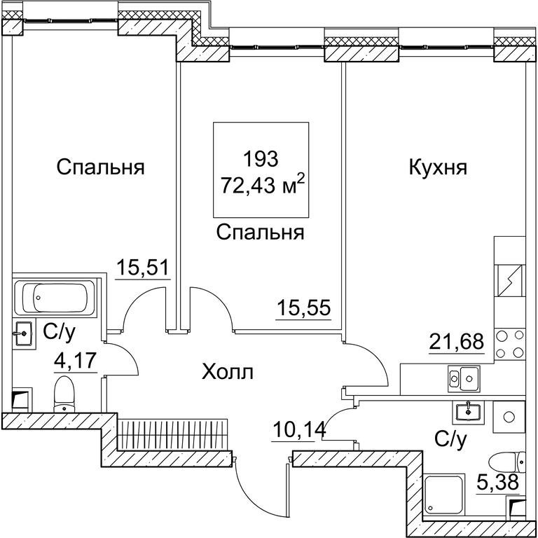 2-BD Apartment Sale, 72.43平方米 at SEZAR CITY, 2nd Khoroshyovsky Drive, Moscow, Russia #1 2-BD Apartment Sale, 72.43平方米 at SEZAR CITY, 2nd Khoroshyovsky Drive, Moscow, Russia #1