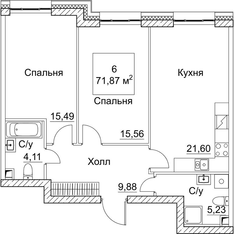 2-BD Apartment Sale, 71.87 sq. m. at SEZAR CITY, 2nd Khoroshyovsky Drive, Moscow, Russia #1 2-BD Apartment Sale, 71.87 sq. m. at SEZAR CITY, 2nd Khoroshyovsky Drive, Moscow, Russia #1