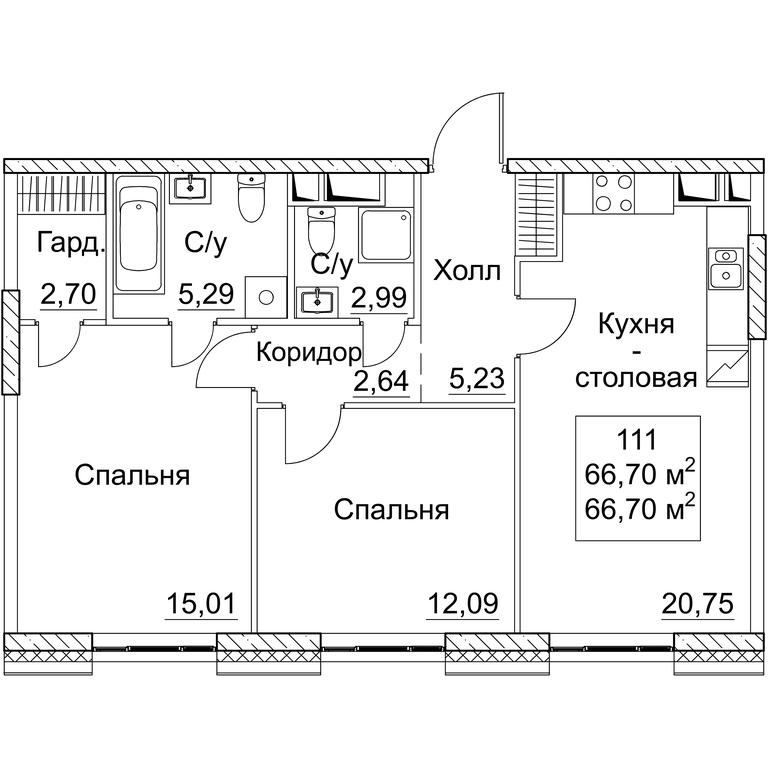 2-BD Apartment Sale, 66.7平方米 at SEZAR CITY, 2nd Khoroshyovsky Drive, Moscow, Russia #1 2-BD Apartment Sale, 66.7平方米 at SEZAR CITY, 2nd Khoroshyovsky Drive, Moscow, Russia #1