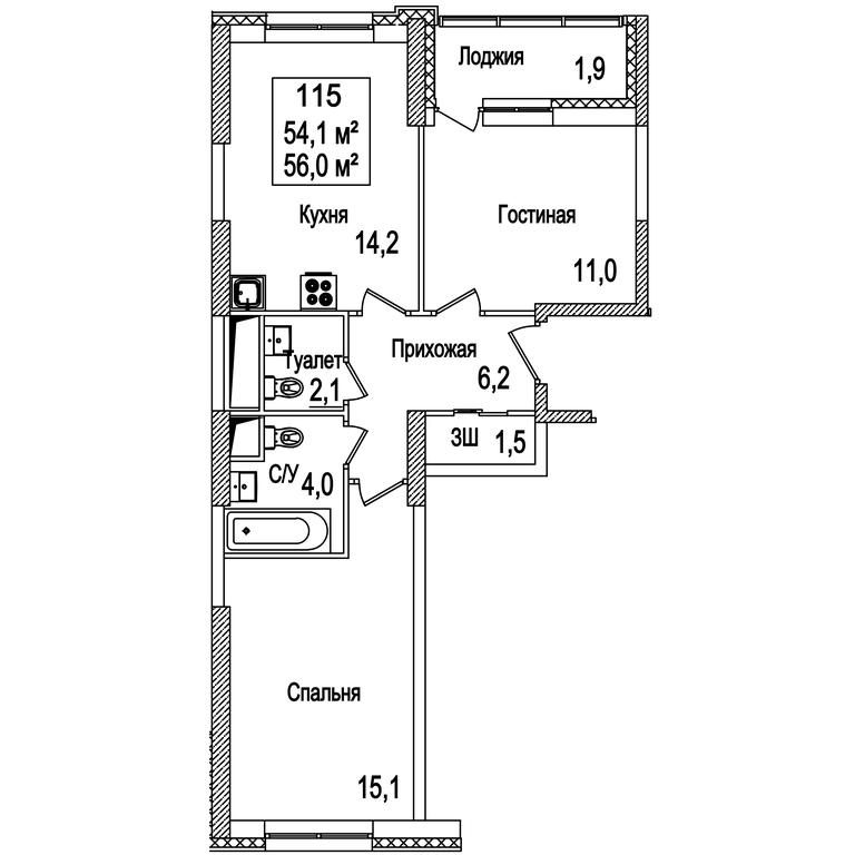 2-BD Apartment Sale, 56.5 sq. m. at Rasskazovo, Andreya Tarkovskogo Boulevard, Vnukovskoye Settlement, Moscow, Russia #2