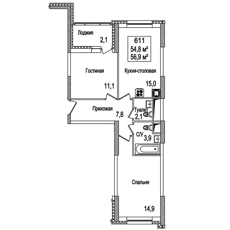 2-BD Apartment Sale, 57.3 sq. m. at Rasskazovo, Andreya Tarkovskogo Boulevard, Vnukovskoye Settlement, Moscow, Russia #1
