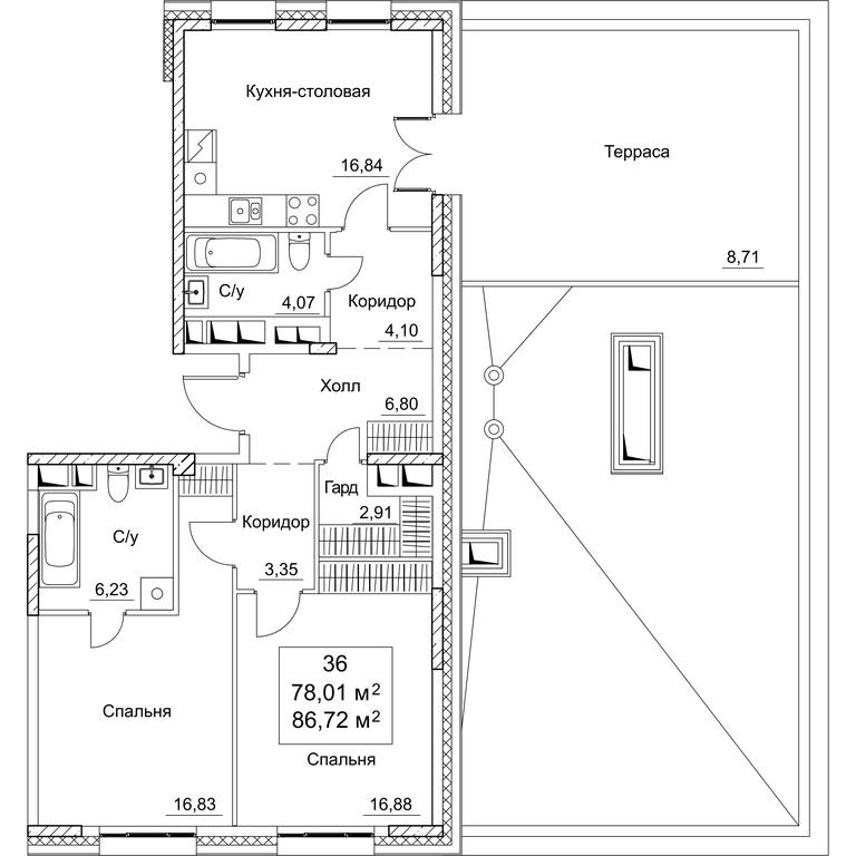 2-BD Apartment Sale, 109.33平方米 at SEZAR CITY, 2nd Khoroshyovsky Drive, Moscow, Russia #1