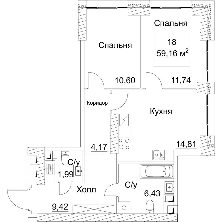2-BD Apartment Sale, 60.43 sq. m. at SEZAR CITY, 2nd Khoroshyovsky Drive, Moscow, Russia #1 2-BD Apartment Sale, 60.43 sq. m. at SEZAR CITY, 2nd Khoroshyovsky Drive, Moscow, Russia #1