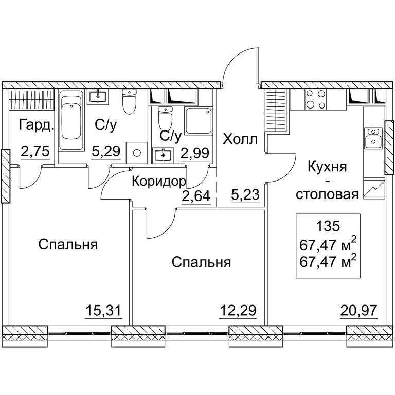2-BD Apartment Sale, 67.47 sq. m. at SEZAR CITY, 2nd Khoroshyovsky Drive, Moscow, Russia #1 2-BD Apartment Sale, 67.47 sq. m. at SEZAR CITY, 2nd Khoroshyovsky Drive, Moscow, Russia #1