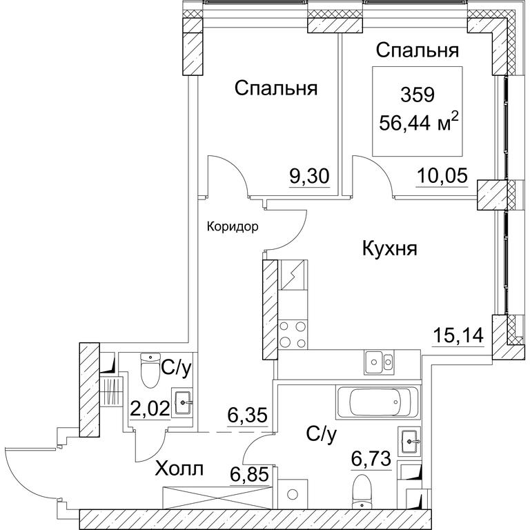 2-BD Apartment Sale, 57.85 sq. m. at SEZAR CITY, 2nd Khoroshyovsky Drive, Moscow, Russia #1 2-BD Apartment Sale, 57.85 sq. m. at SEZAR CITY, 2nd Khoroshyovsky Drive, Moscow, Russia #1