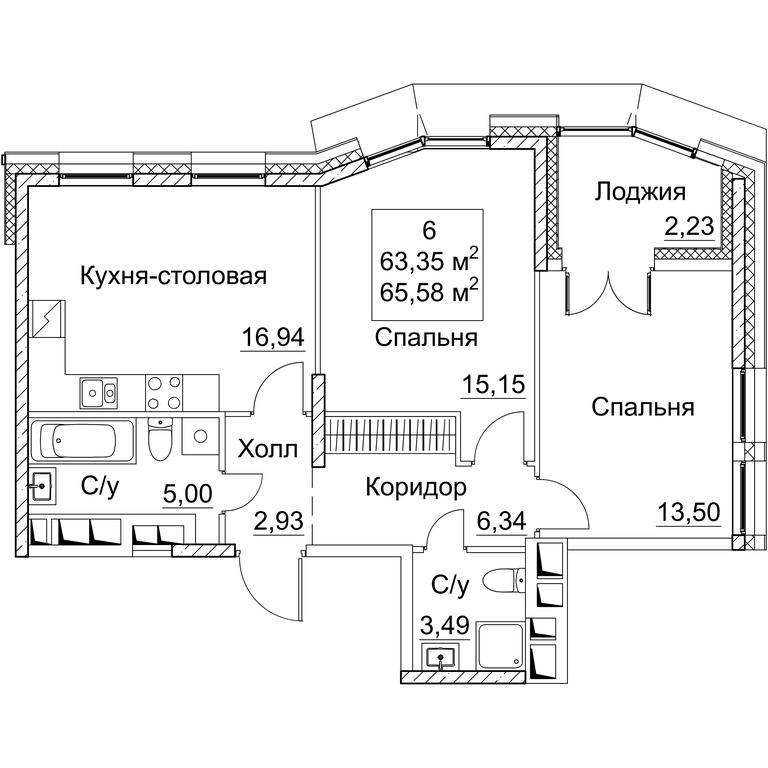 2-BD Apartment Sale, 65.58平方米 at SEZAR CITY, 2nd Khoroshyovsky Drive, Moscow, Russia #1 2-BD Apartment Sale, 65.58平方米 at SEZAR CITY, 2nd Khoroshyovsky Drive, Moscow, Russia #1
