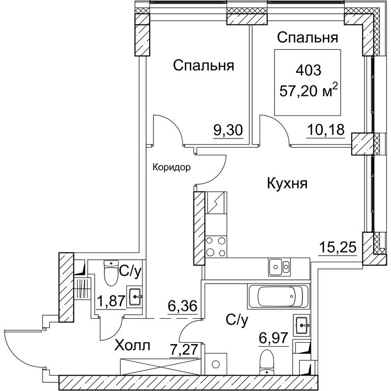 2-BD Apartment Sale, 58.61 sq. m. at SEZAR CITY, 2nd Khoroshyovsky Drive, Moscow, Russia #1 2-BD Apartment Sale, 58.61 sq. m. at SEZAR CITY, 2nd Khoroshyovsky Drive, Moscow, Russia #1