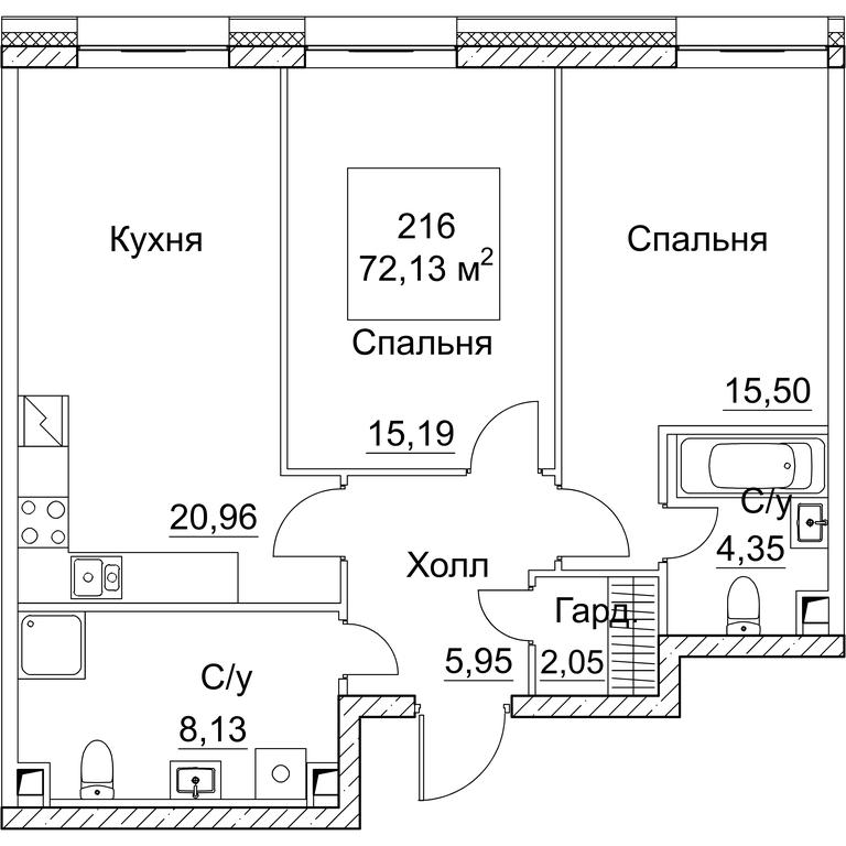2-BD Apartment Sale, 72.13 sq. m. at SEZAR CITY, 2nd Khoroshyovsky Drive, Moscow, Russia #1 2-BD Apartment Sale, 72.13 sq. m. at SEZAR CITY, 2nd Khoroshyovsky Drive, Moscow, Russia #1