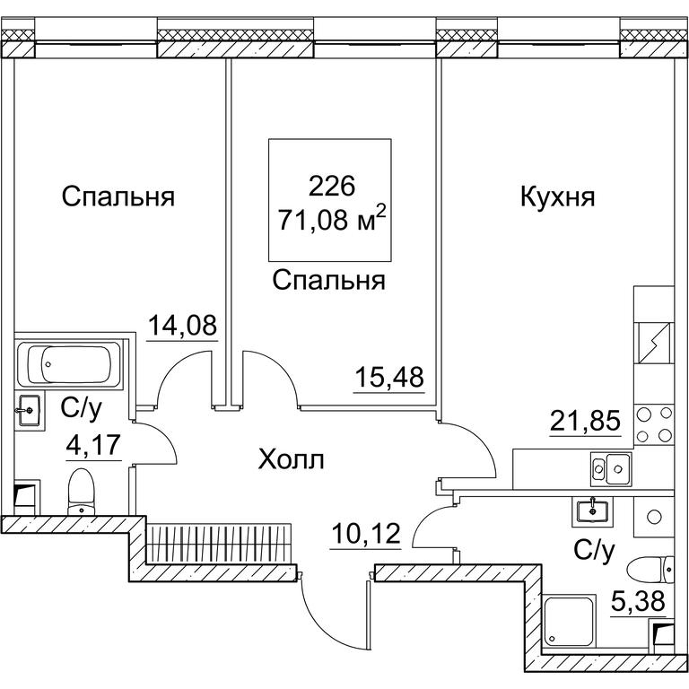 2-BD Apartment Sale, 71.08 sq. m. at SEZAR CITY, 2nd Khoroshyovsky Drive, Moscow, Russia #1 2-BD Apartment Sale, 71.08 sq. m. at SEZAR CITY, 2nd Khoroshyovsky Drive, Moscow, Russia #1