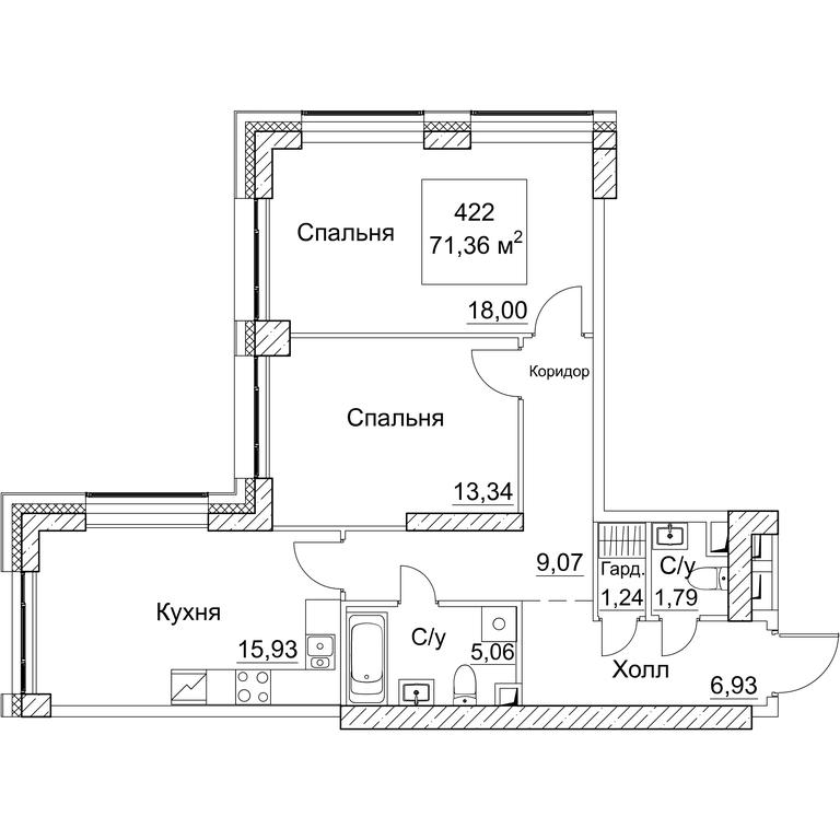 2-BD Apartment Sale, 72.77 sq. m. at SEZAR CITY, 2nd Khoroshyovsky Drive, Moscow, Russia #1 2-BD Apartment Sale, 72.77 sq. m. at SEZAR CITY, 2nd Khoroshyovsky Drive, Moscow, Russia #1