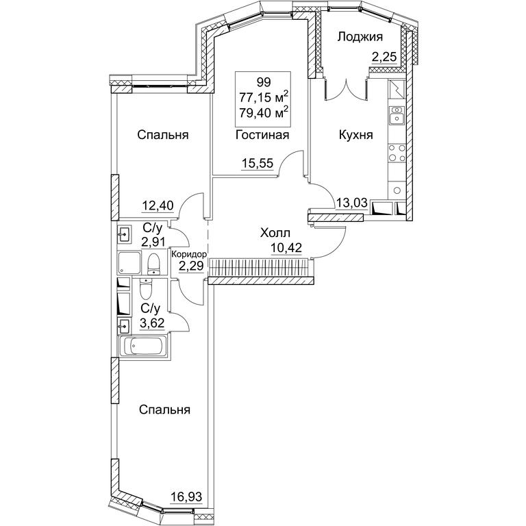 3-BD Apartment Sale, 79.4平方米 at SEZAR CITY, 2nd Khoroshyovsky Drive, Moscow, Russia #1 3-BD Apartment Sale, 79.4平方米 at SEZAR CITY, 2nd Khoroshyovsky Drive, Moscow, Russia #1